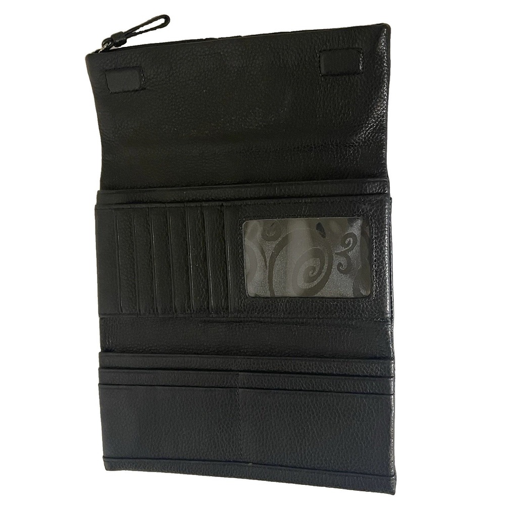 Brighton Nolita Shimmer Black Pebbled Leather Wallet Clutch Card Organizer - Picture 3 of 9